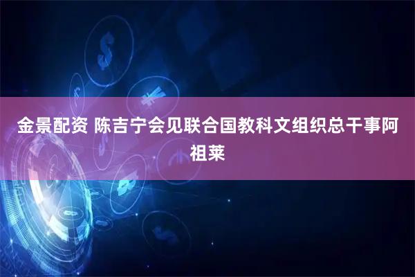 金景配资 陈吉宁会见联合国教科文组织总干事阿祖莱