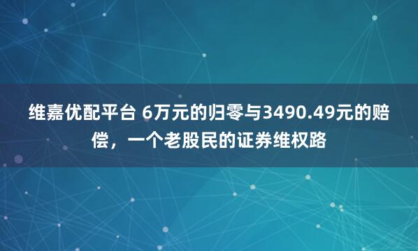 维嘉优配平台 6万元的归零与3490.49元的赔偿，一个老股民的证券维权路